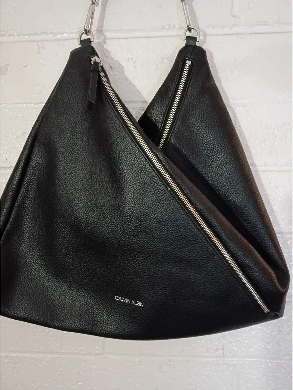 Calvin Klein Geo Rocky Road Large Slouchy Crossbody Purse Black